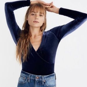 Madewell Blue Velvet Bodysuit